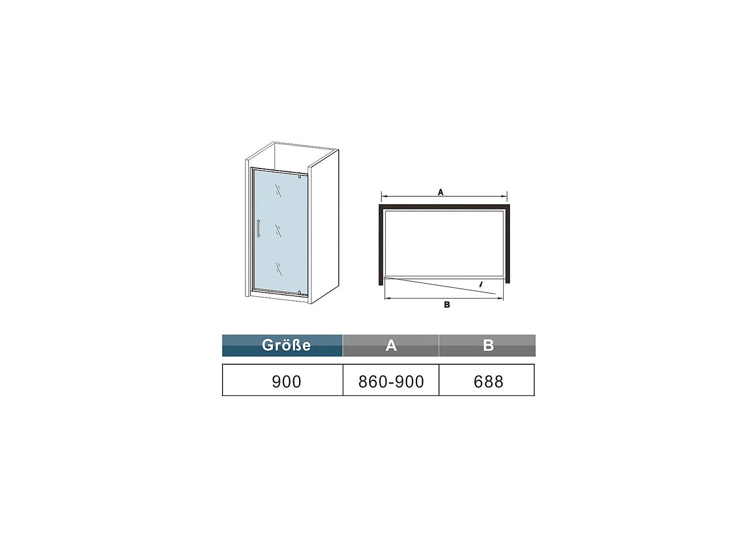 Porte de douche noire 80x185cm porte de douche pivotante à 180° en 6mm verre de sécurité Installation en niche