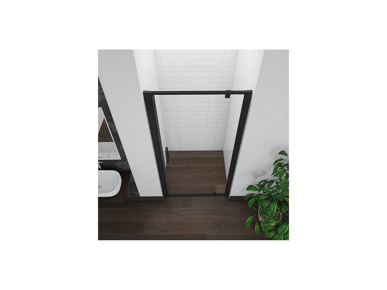 Porte de douche noire 80x185cm porte de douche pivotante à 180° en 6mm verre de sécurité Installation en niche