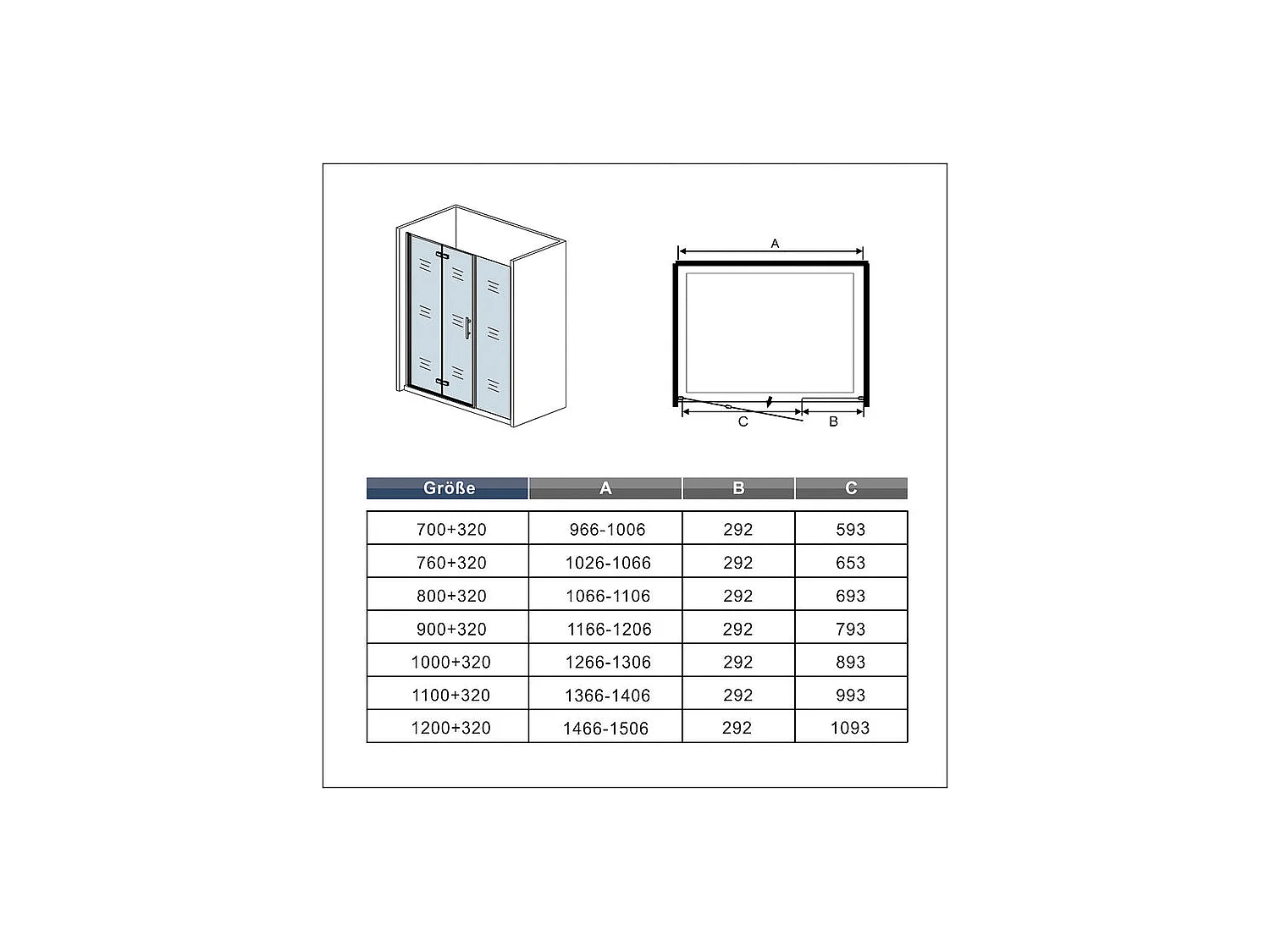 Porte de douche pivotante 140x195cm porte de douche pliante avec un élément fixe en 6mm verre anticalcaire