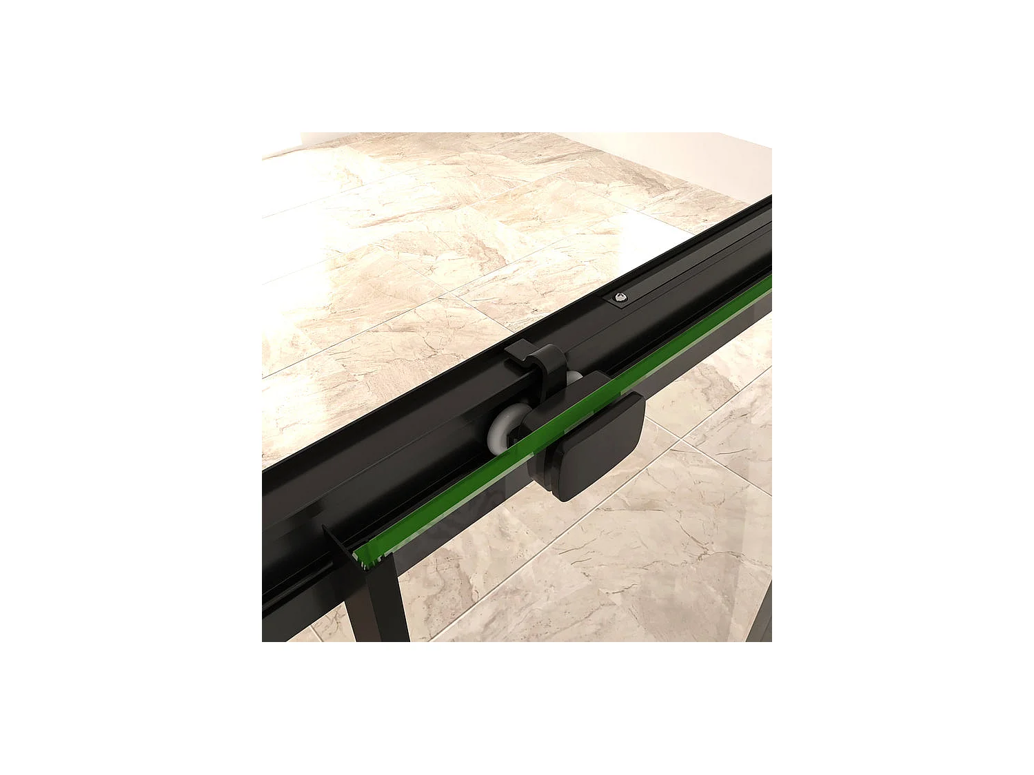 Porte de douche 160x195cm avec l'amortisseur - Noir Mat - Porte de douche coulissante en 8mm verre anticalcaire