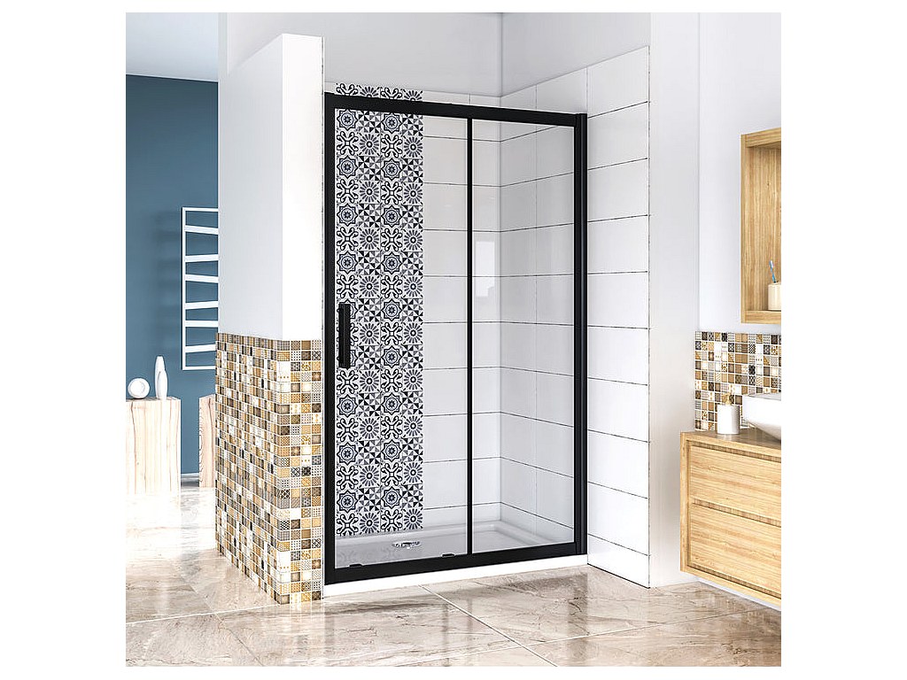 Porte de douche noire 140x195cm porte de douche avec l'amortisseur