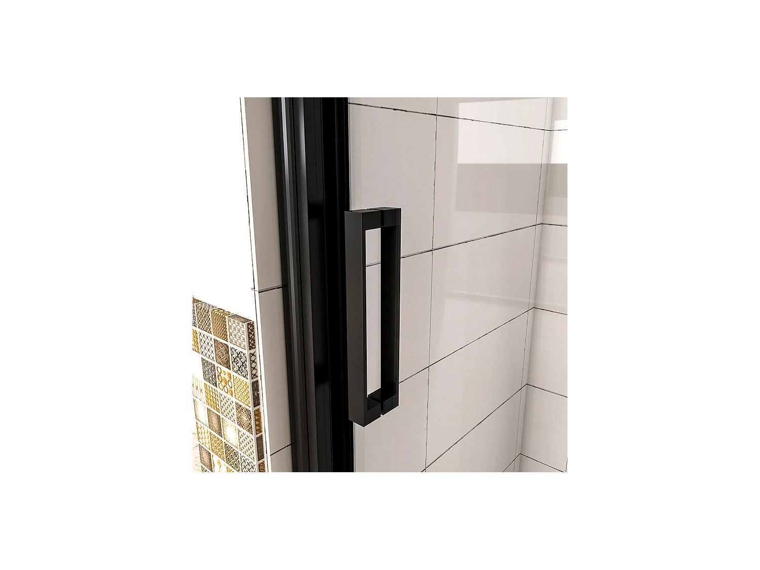 Porte de douche 140x195cm avec l'amortisseur - Noir Mat - Porte de douche coulissante en 8mm verre anticalcaire