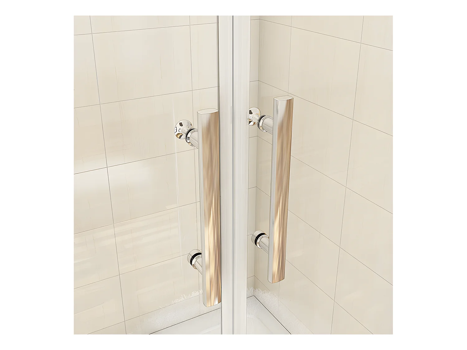 Porte de douche battante H.187cm largeur réglable 159 à 164.4cm, paroi pivotante 180° - Avec 2 éléments fixes - 6mm verre transparent