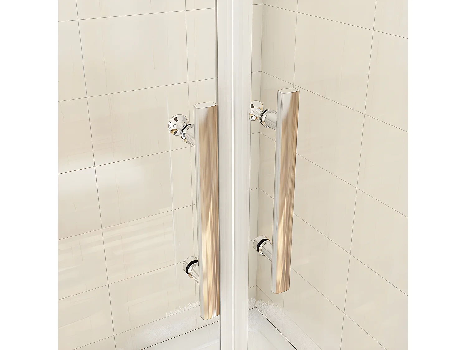 Porte de douche battante H.187cm largeur réglable 159 à 164.4cm, paroi pivotante 180° - Avec 2 éléments fixes - 6mm verre transparent