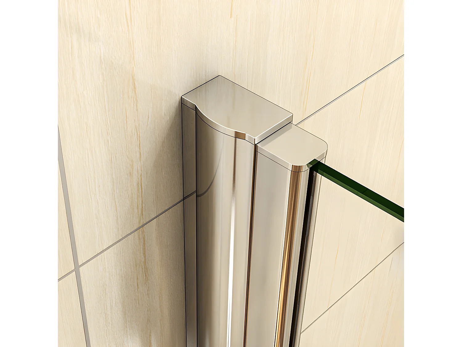 Porte de douche battante H.187cm largeur réglable 159 à 164.4cm, paroi pivotante 180° - Avec 2 éléments fixes - 6mm verre transparent