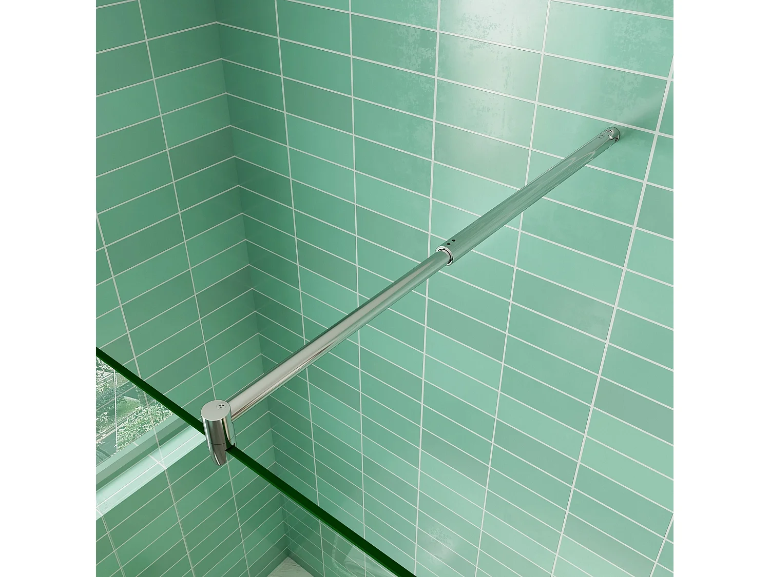 Inloopdouchewand 60x200cm met draaibare retour 50x200cm - Veiligheidsglas - Met cilindrische bevestigingsstang 70-120cm