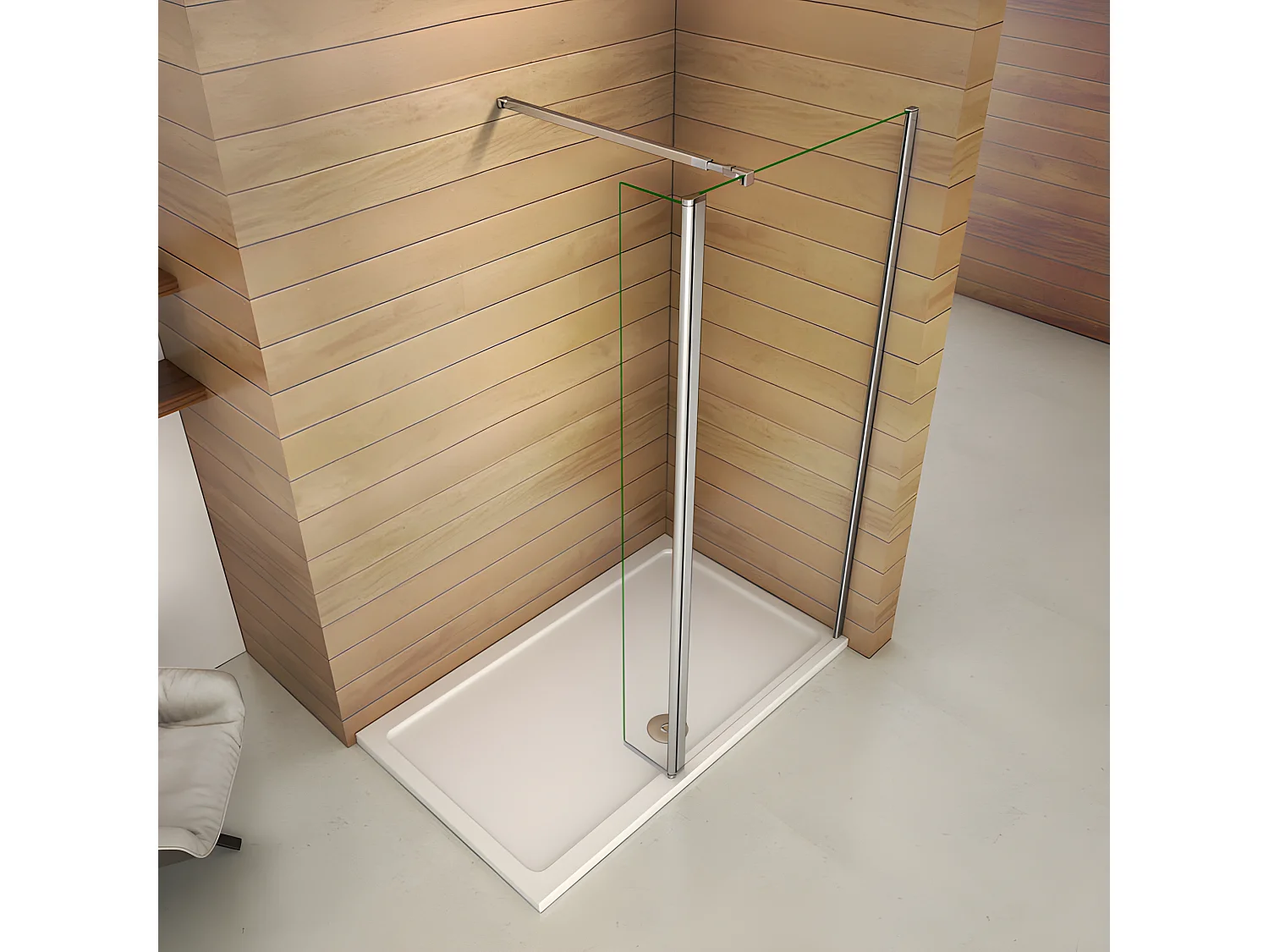 Paroi de douche à l'italienne 130+40x200cm avec retour pivotant - Verre 8mm trempé - Avec barre de fixation 73-120cm en carré