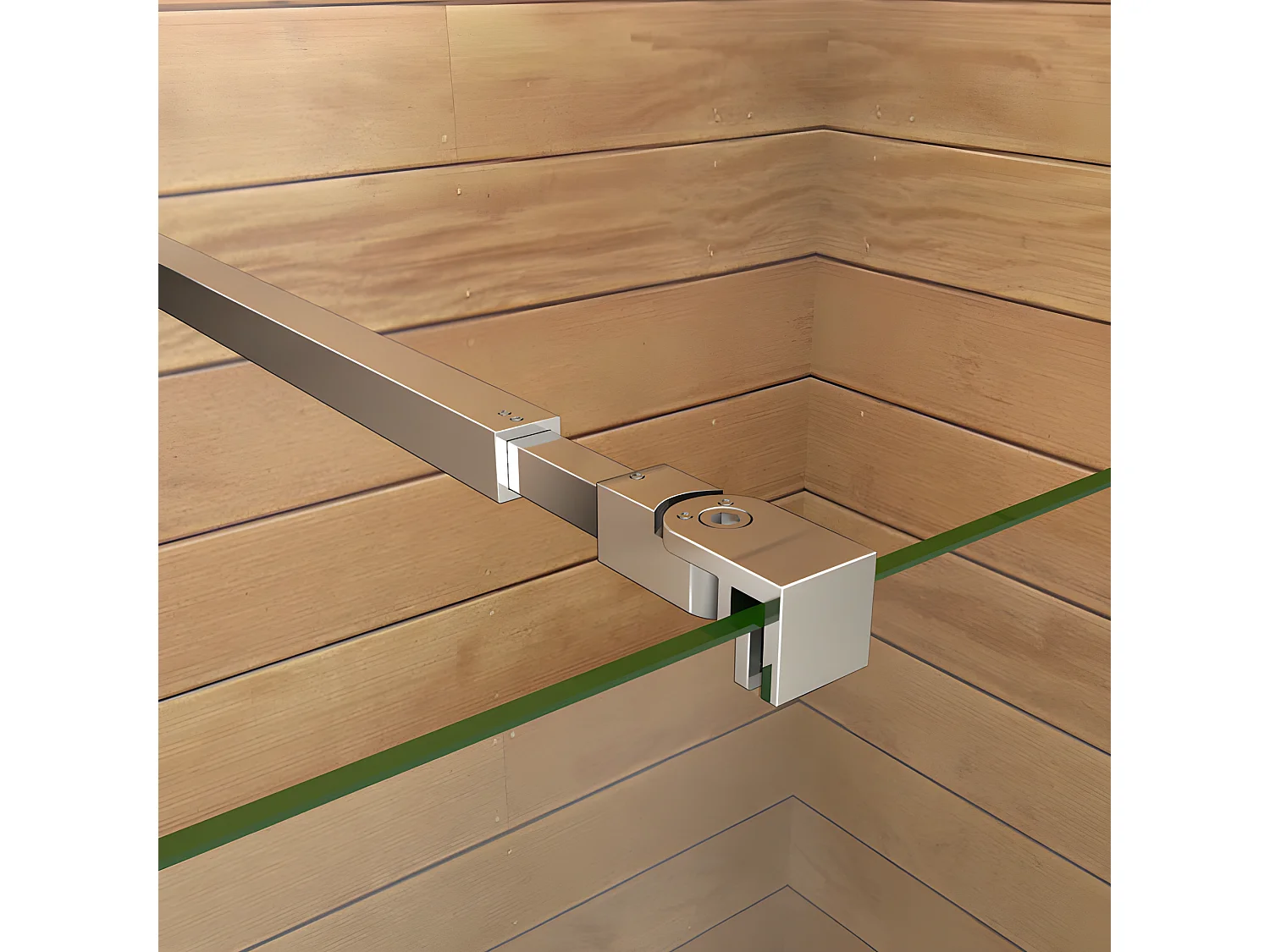 Paroi de douche à l'italienne 130+40x200cm avec retour pivotant - Verre 8mm trempé - Avec barre de fixation 73-120cm en carré