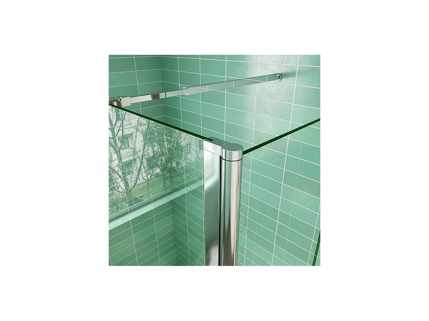 Inloopdouchewand 60x200cm met draaibare retour 50x200cm - Veiligheidsglas - Met bevestigingsstang 73-120cm vierkant