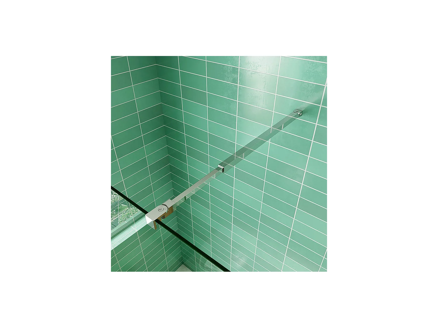 Inloopdouchewand 60x200cm met draaibare retour 50x200cm - Veiligheidsglas - Met bevestigingsstang 73-120cm vierkant