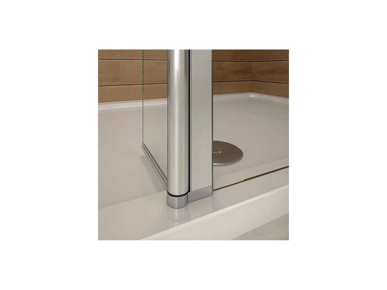 Paroi de douche à l'italienne verre dépoli au centre 110+40x200cm avec retour pivotant, avec barre de fixation 73-120cm