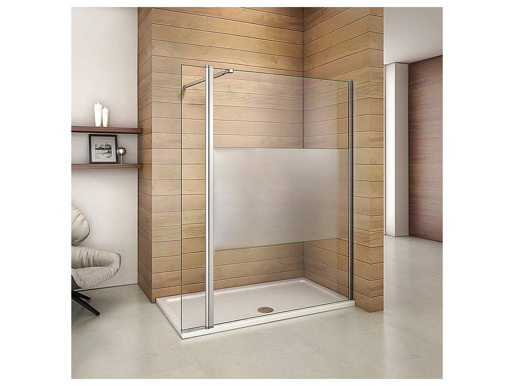 Paroi de douche à l'italienne 120+40x200cm avec barre de fixation 73