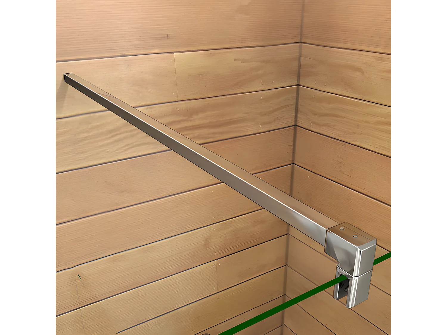 Paroi de douche à l'italienne 100+40x200cm avec retour pivotant - Verre 8mm trempé - Avec barre de fixation 90cm en carré