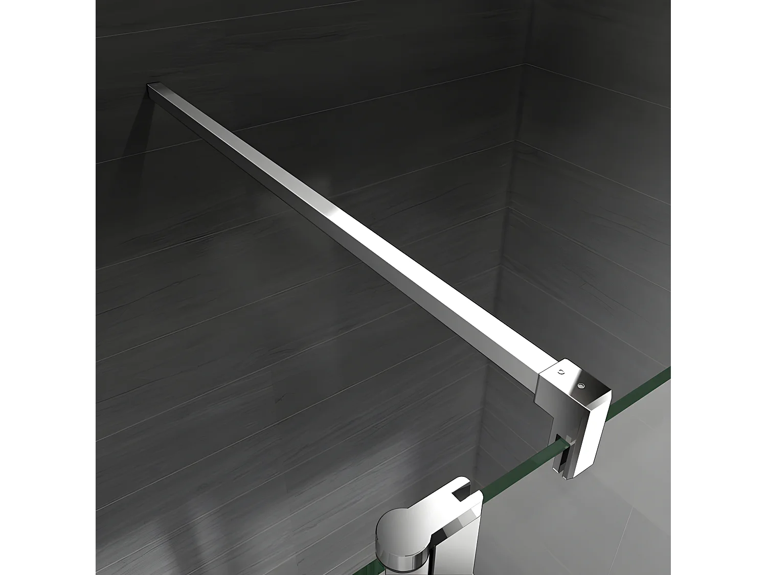 Paroi de douche à l'italienne 120+40x200cm avec retour pivotant - Verre 8mm trempé - Avec barre de fixation 140cm en carré