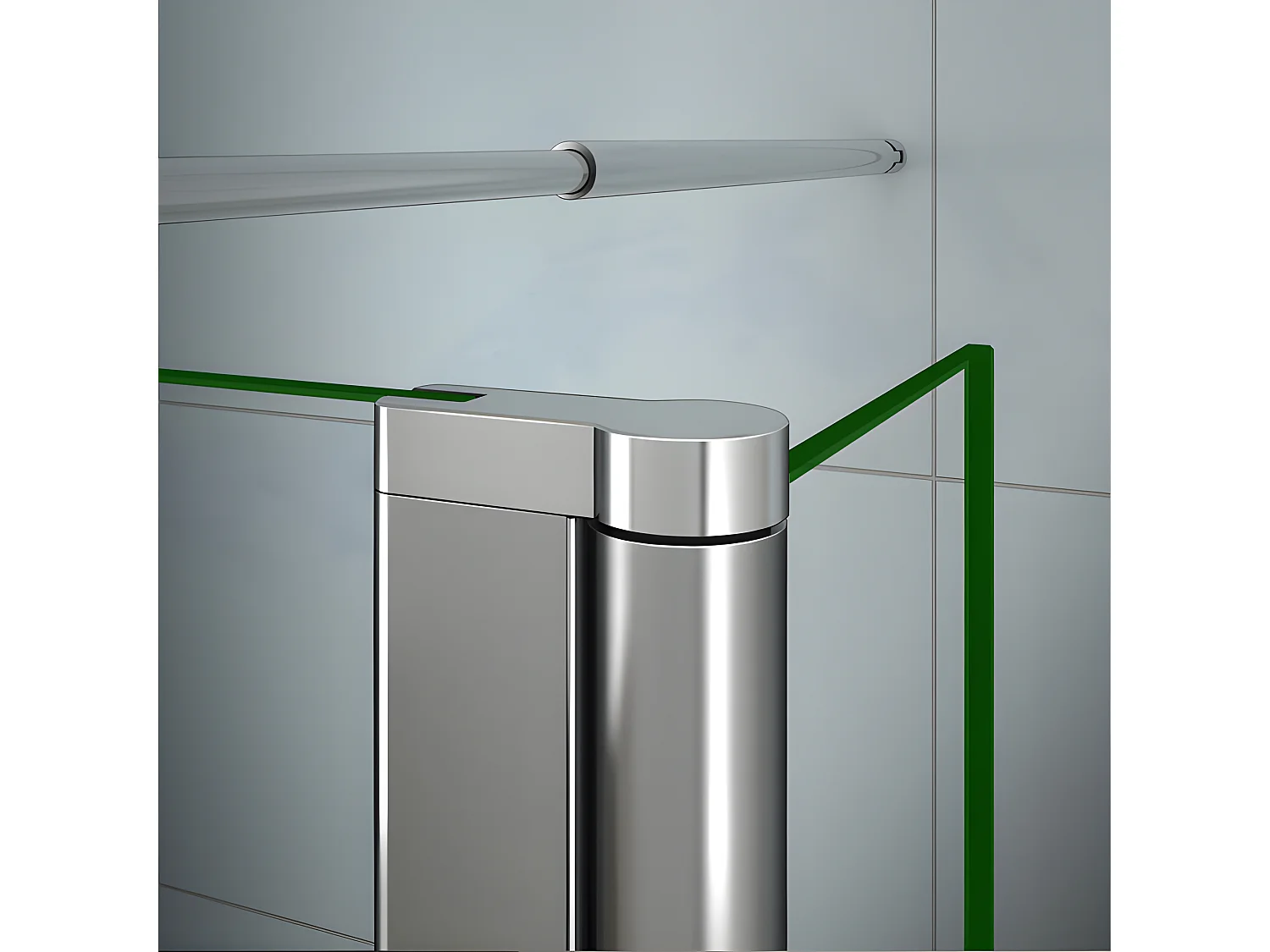 Paroi de douche à l'italienne 60+30x200cm avec retour pivotant - Verre 8mm trempé - Avec barre de fixation 70-120cm en cylindrique