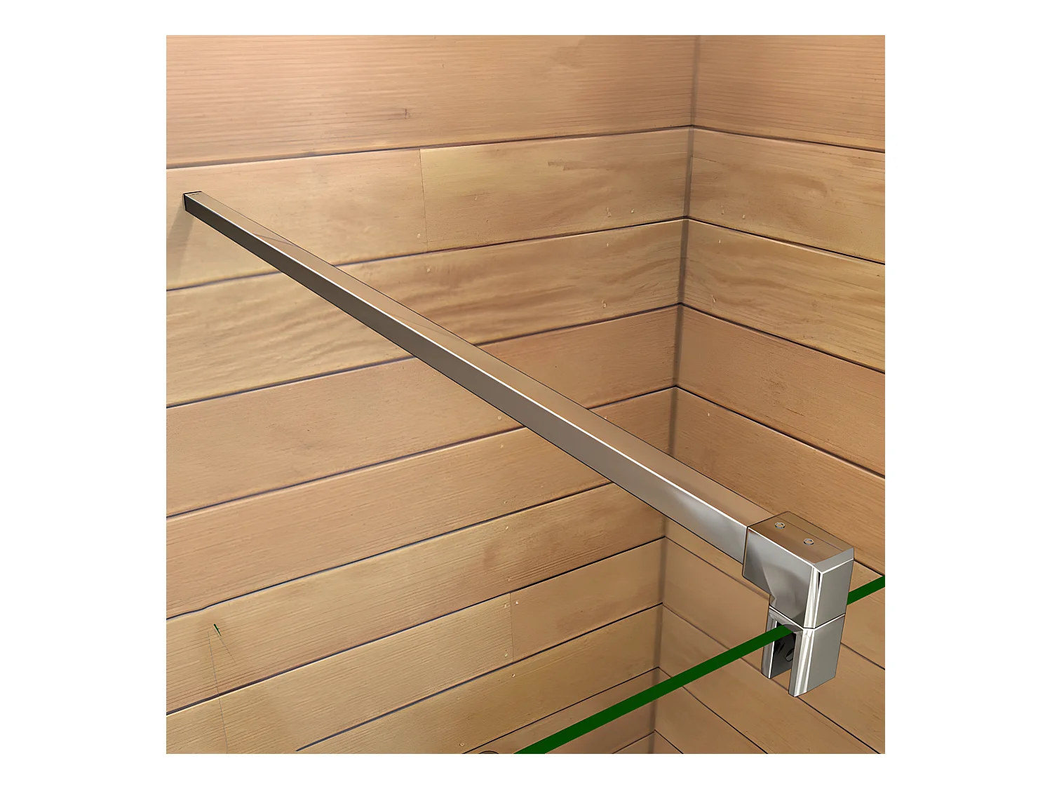 Paroi de douche à l'italienne 120+40x200cm avec retour pivotant - Verre 8mm trempé - Avec barre de fixation 90cm en carré