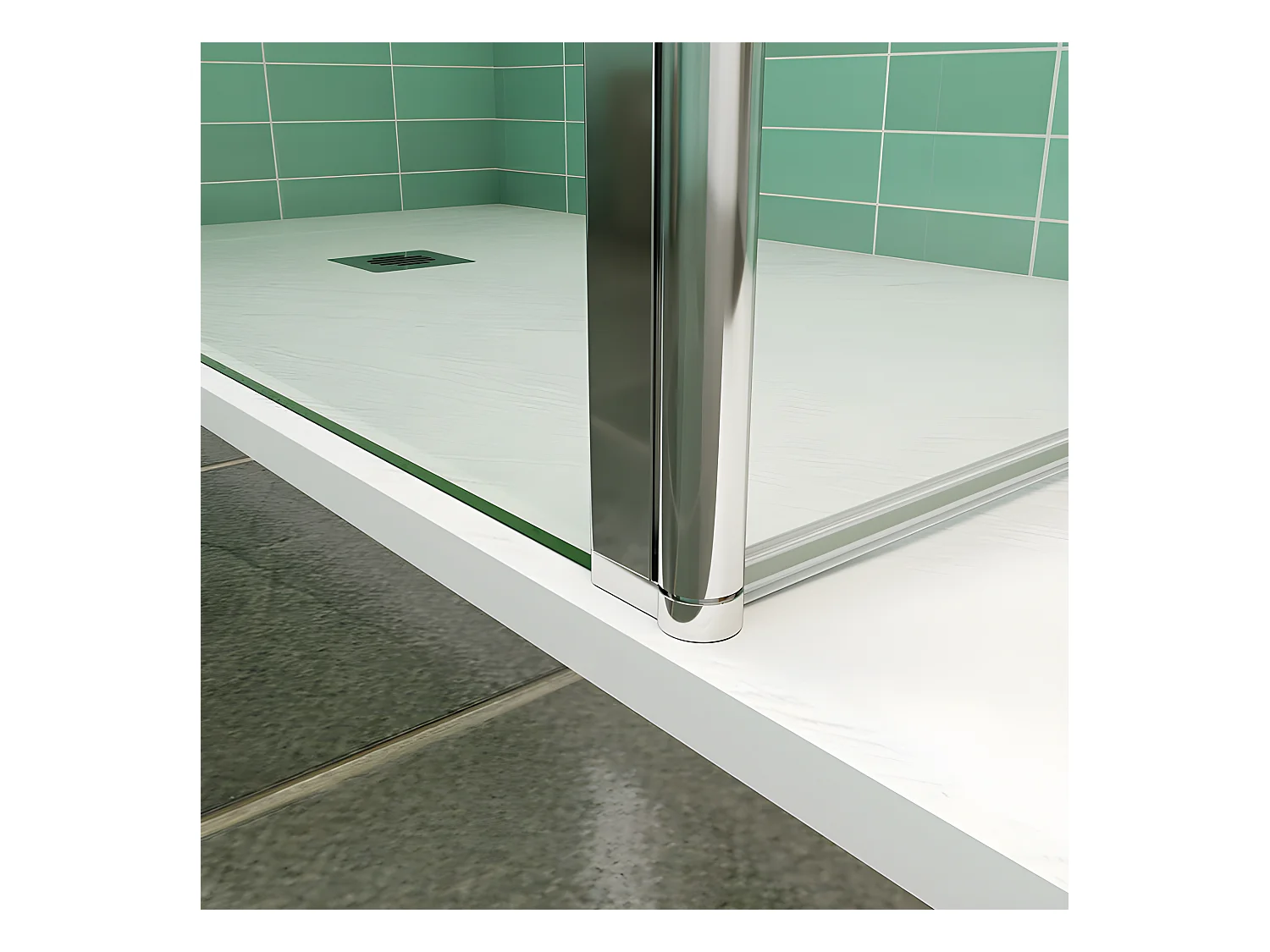 Paroi de douche à l'italienne 120x200cm avec retour pivotant 50x200cm - Verre securit - Avec barre de fixation 73-120cm en carré