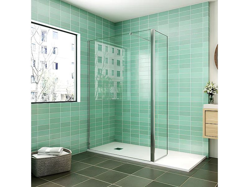 Italiaanse douchewand 120x200cm, met draaibare rug 50x200cm, veiligheidsglas met bevestigingsstaf 73-120cm vierkant