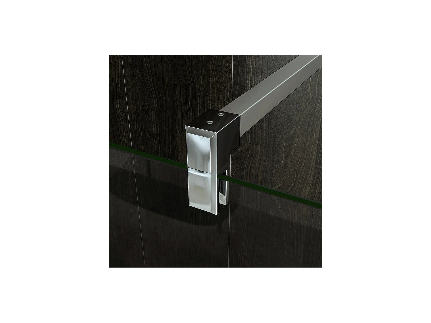 Paroi de douche à l'italienne 80+30x200cm avec retour pivotant - Verre 8mm trempé - Avec barre de fixation 140cm en carré