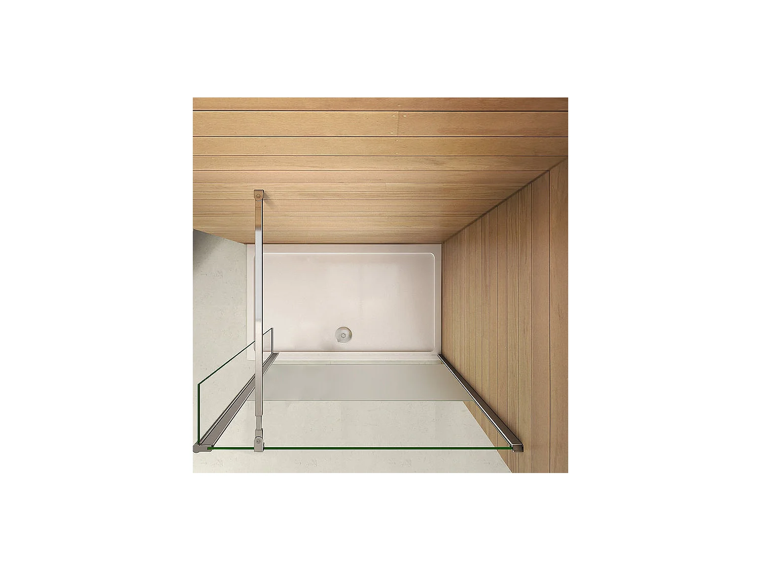 Paroi de douche à l'italienne verre dépoli au centre 90+40x200cm avec retour pivotant, avec barre de fixation 73-120cm