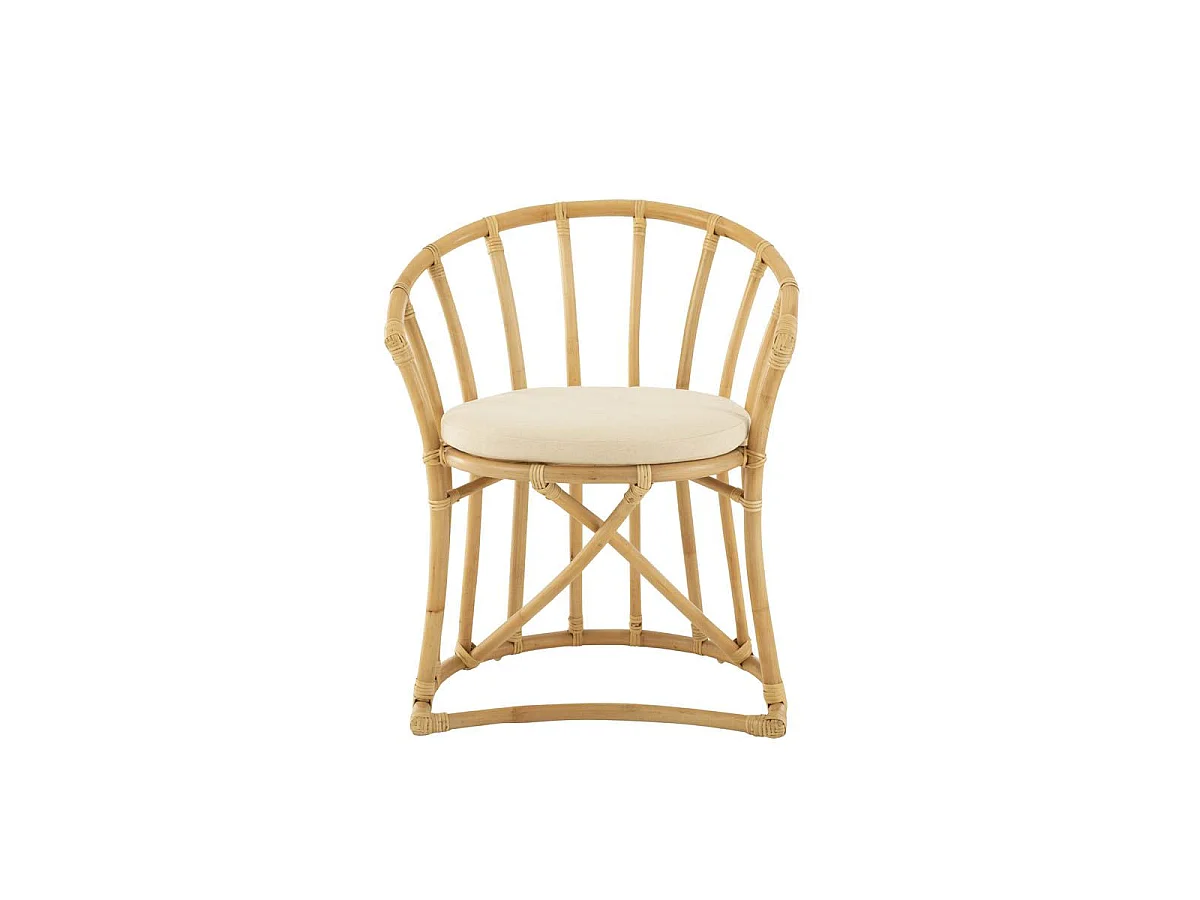 Chaise Rotin & Coussin "Howard" 70cm Naturel