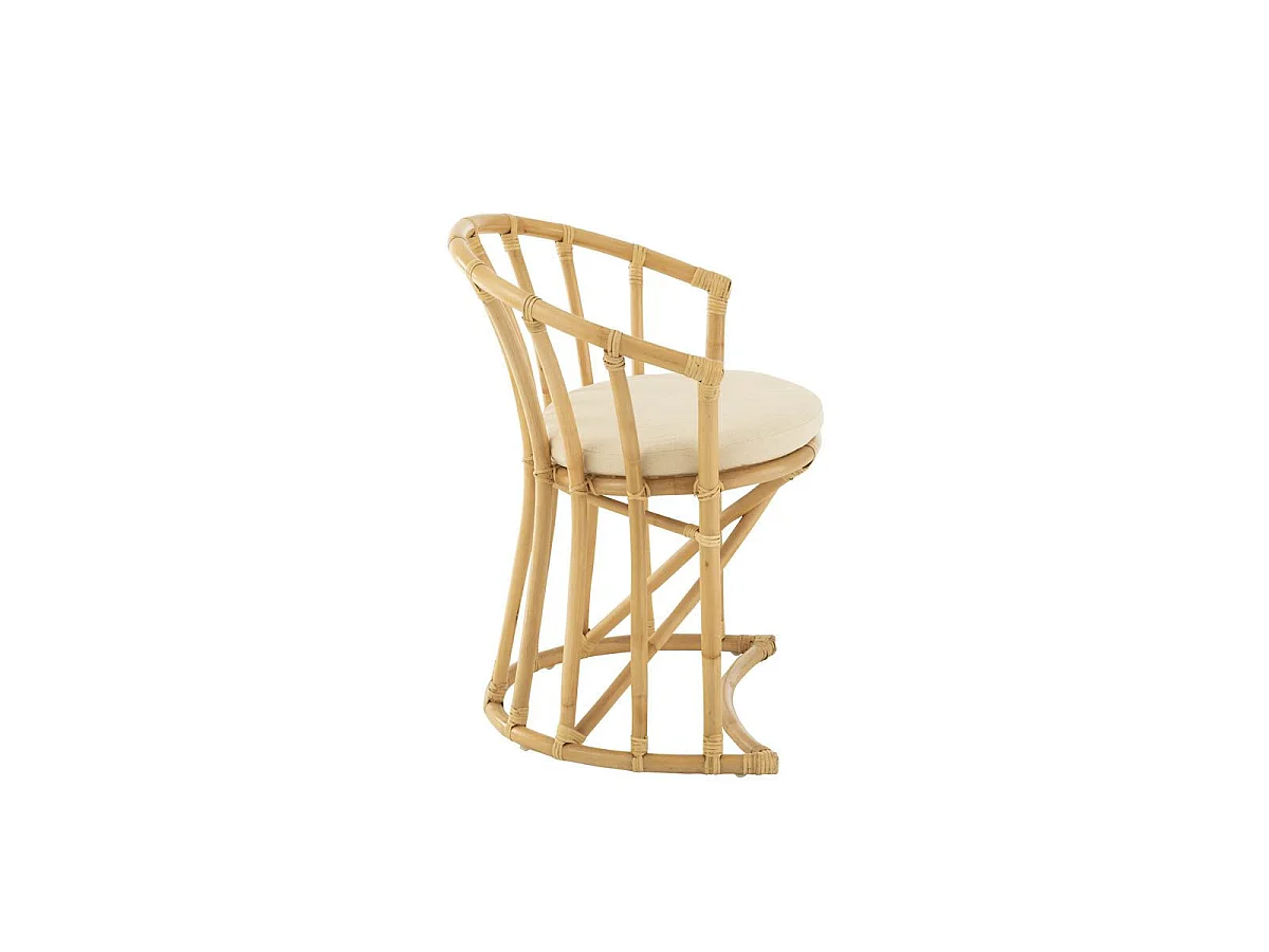 Chaise Rotin & Coussin "Howard" 70cm Naturel