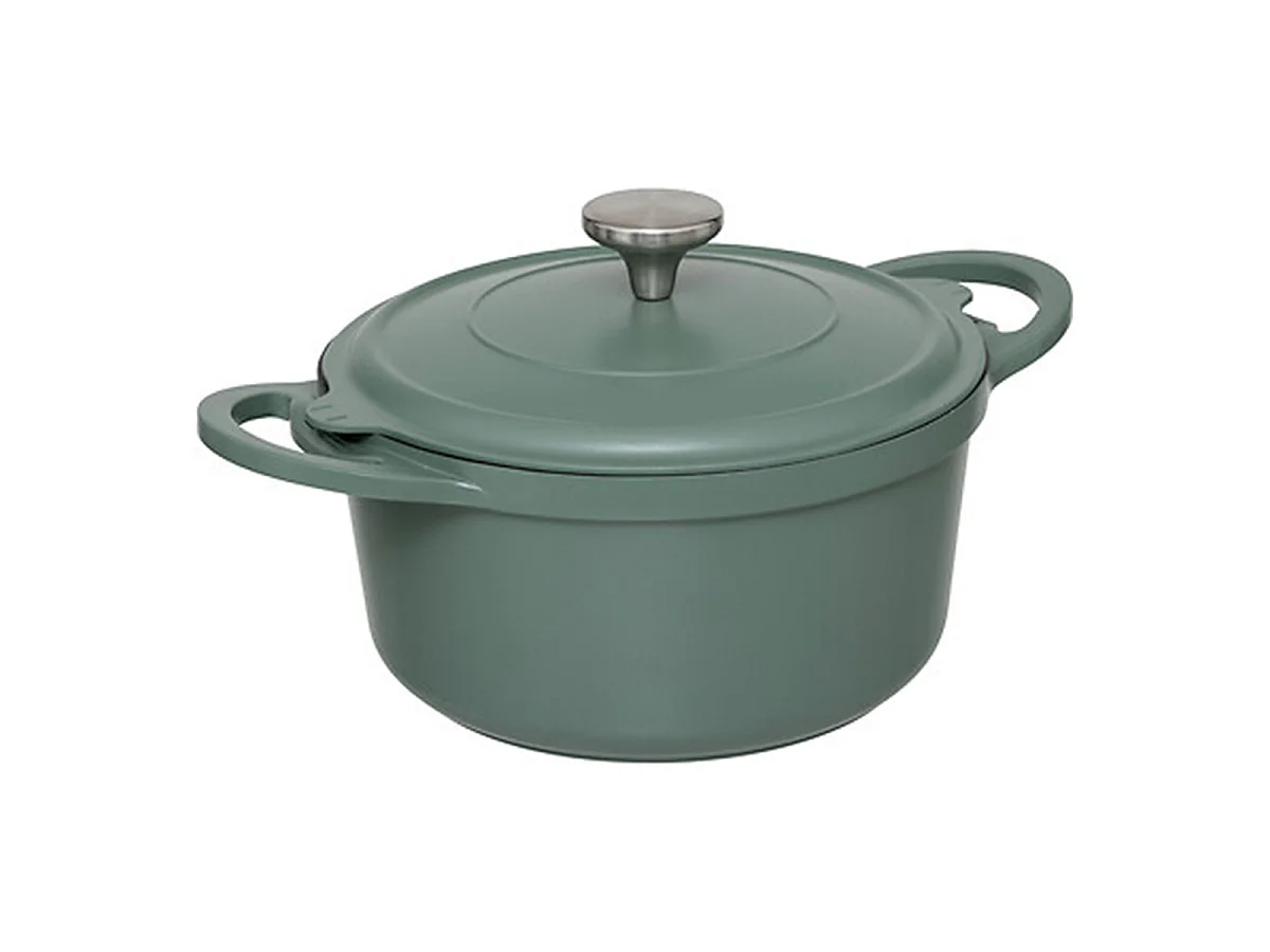 Cocotte Avec Panier Vapeur "Kirk" 24cm Vert Olive