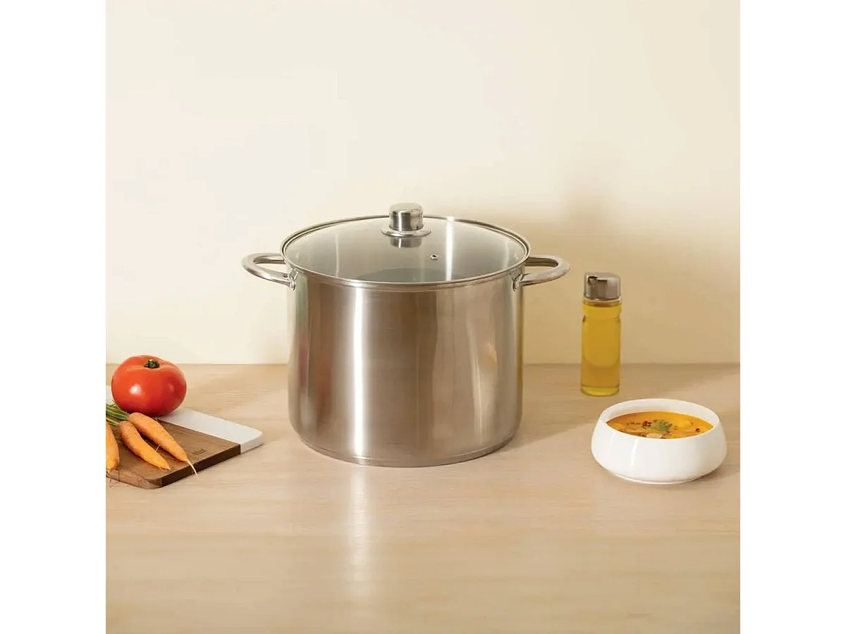 Marmite en Inox "Couvercle en Verre" 13L Argent
