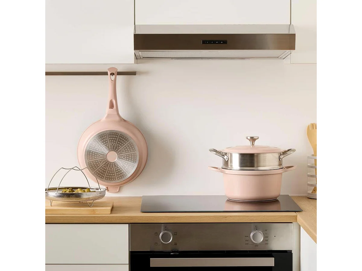 Cocotte Avec Panier Vapeur "Kirk" 24cm Rose