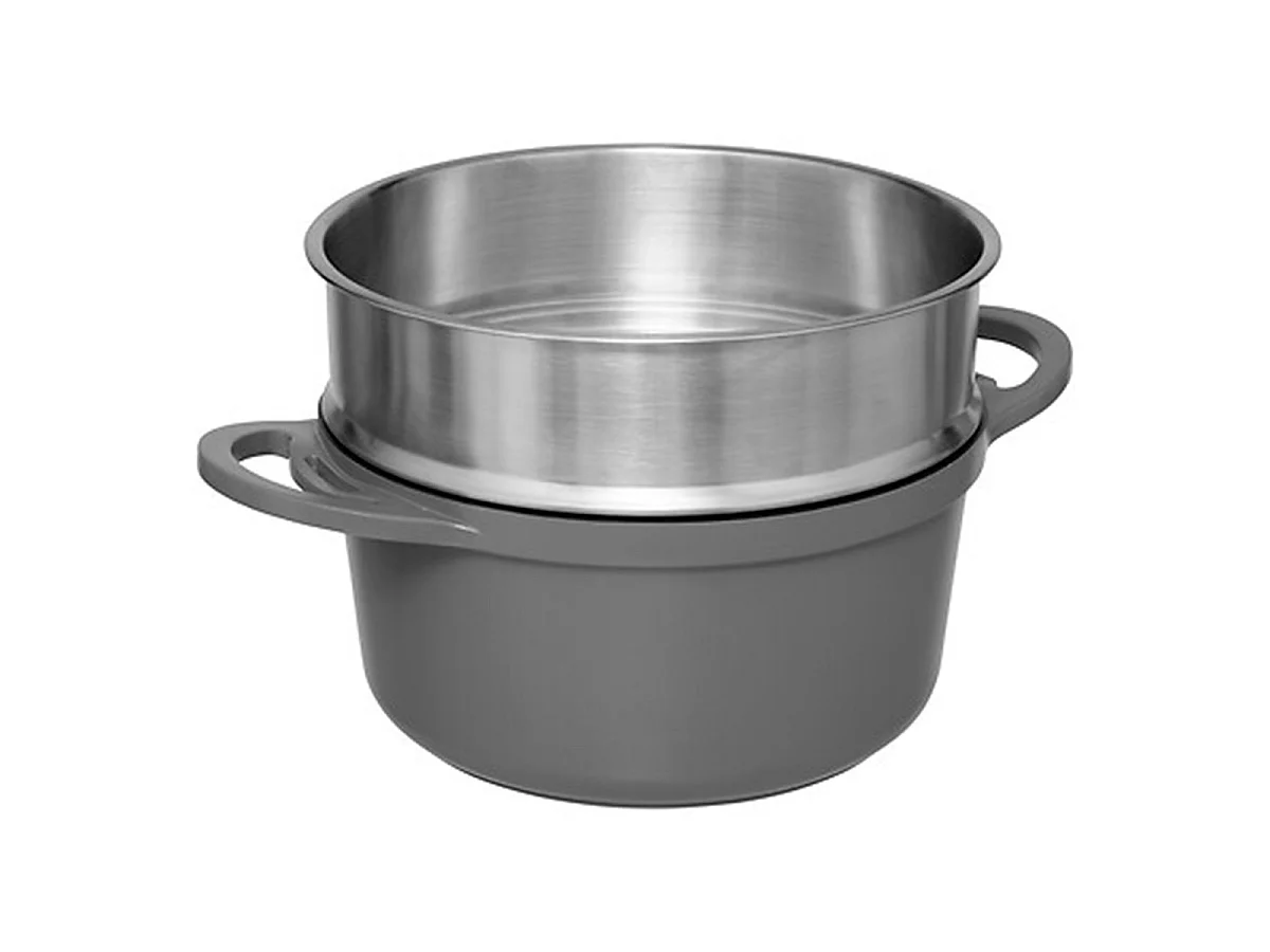 Cocotte Avec Panier Vapeur "Kirk" 24cm Gris