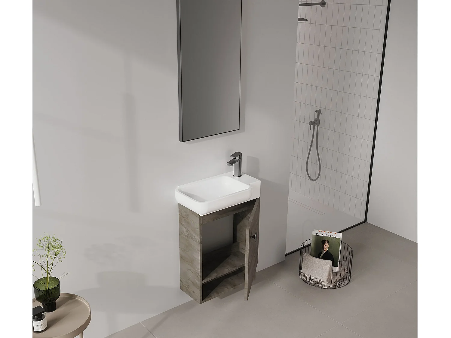 Meuble Vasque "Begonya 55" - 53 x 33 x 75 cm - Anthracite / Ivory
