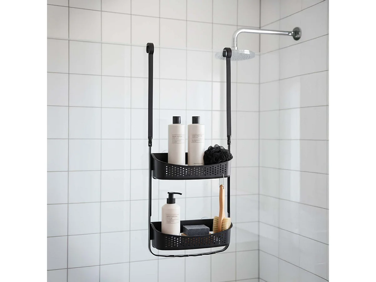 Serviteur de Douche 2 Paniers "Vesper" 69cm Noir