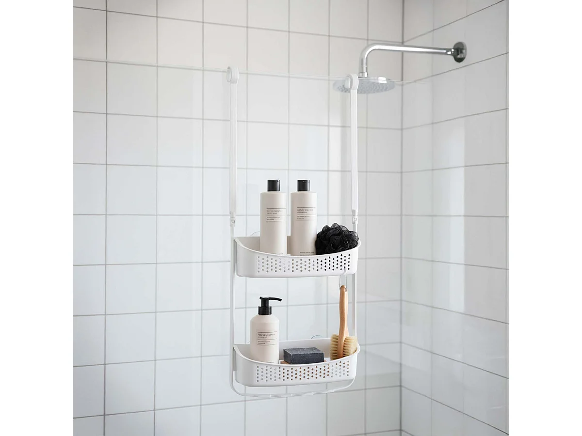 Serviteur de Douche 2 Paniers "Vesper" 69cm Blanc