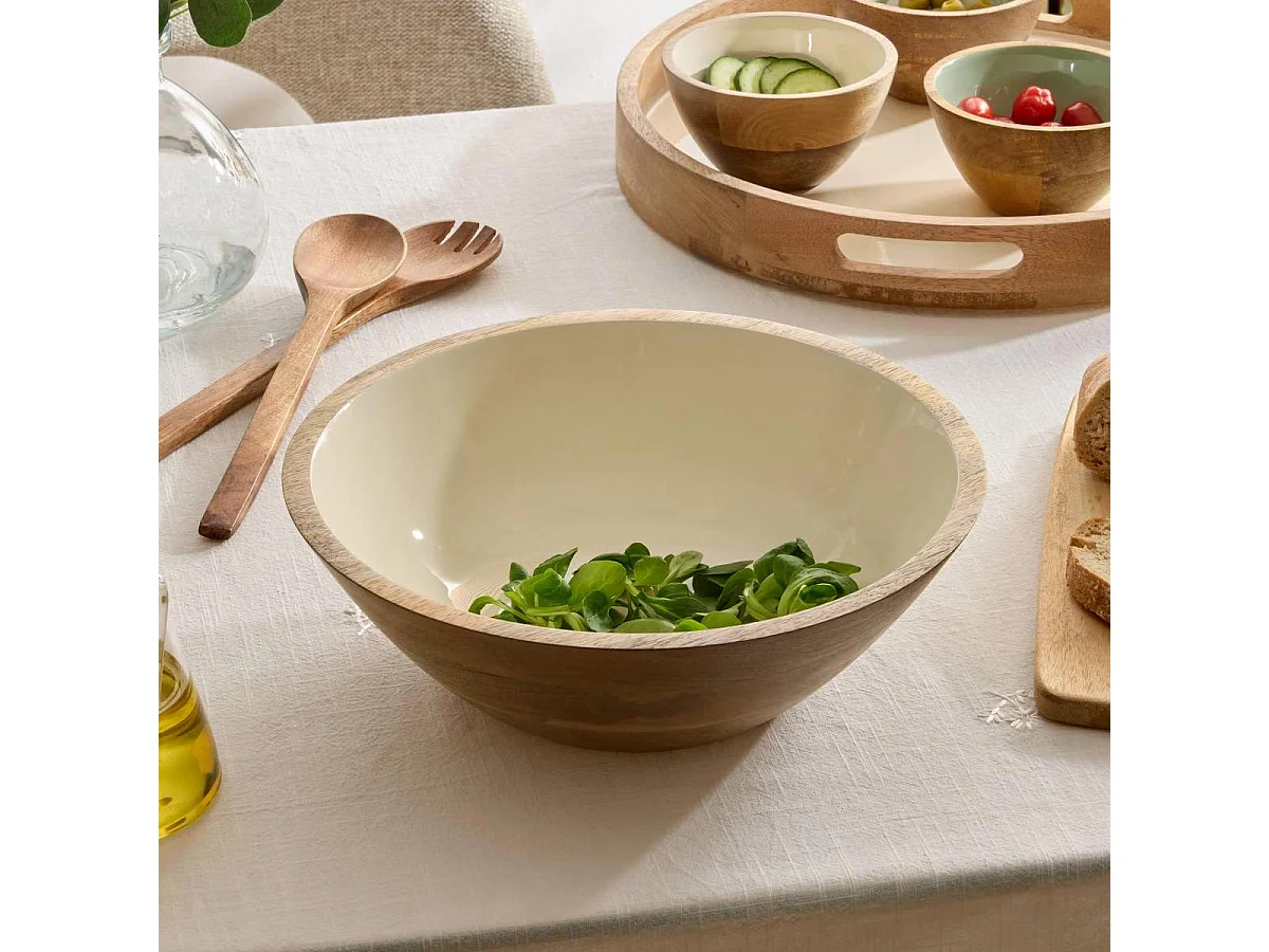 Saladier en Bois "Inaya" 30cm Blanc