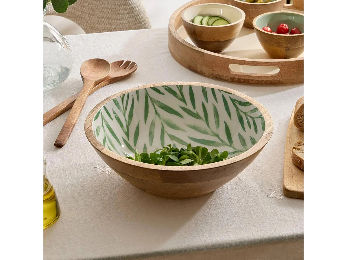 Saladier en Bois "Inaya" 30cm Vert Olive