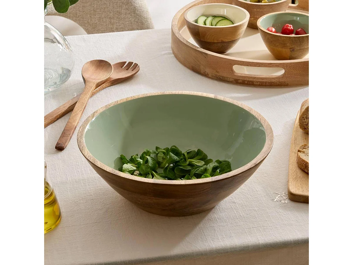 Saladier en Bois "Inaya" 30cm Vert