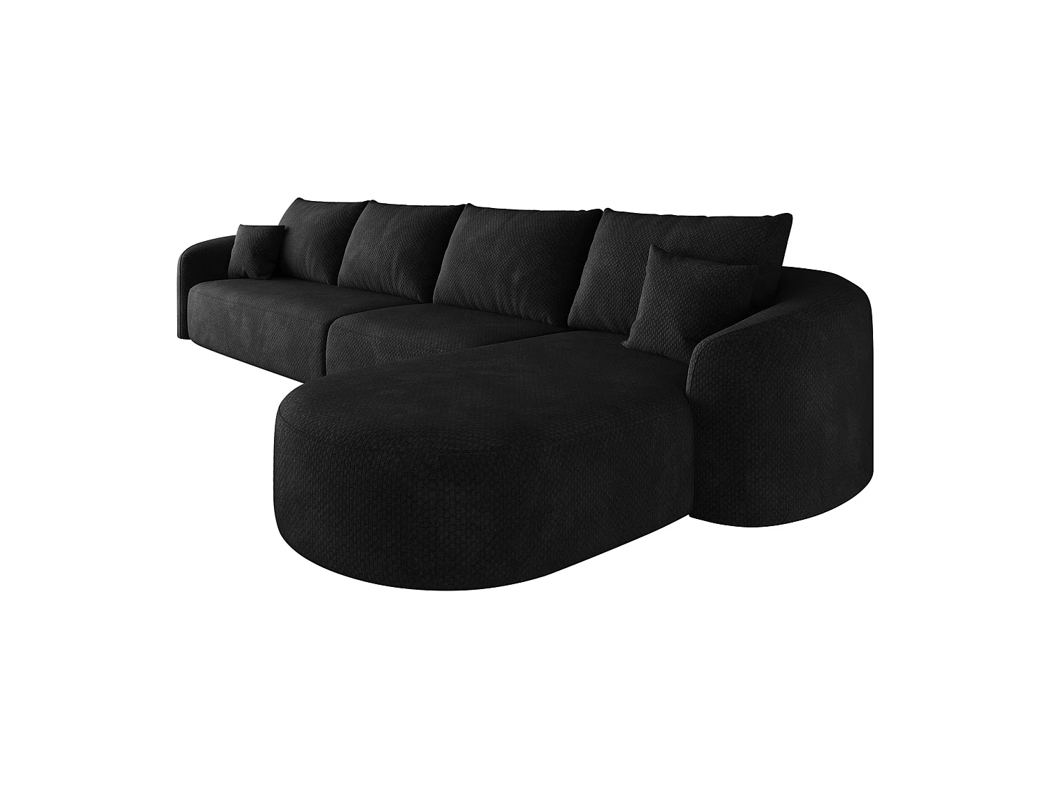 Modulaire 4-zits hoekbank, rechterhoek, stoffen bekleding, zwart, 336x168x85 cm