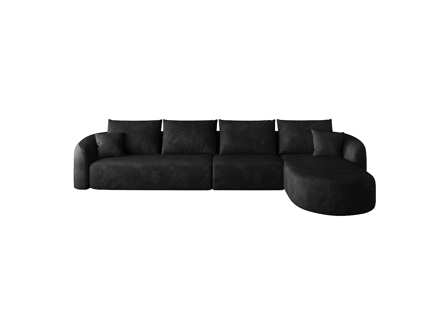 Modulaire 4-zits hoekbank, rechterhoek, stoffen bekleding, zwart, 336x168x85 cm