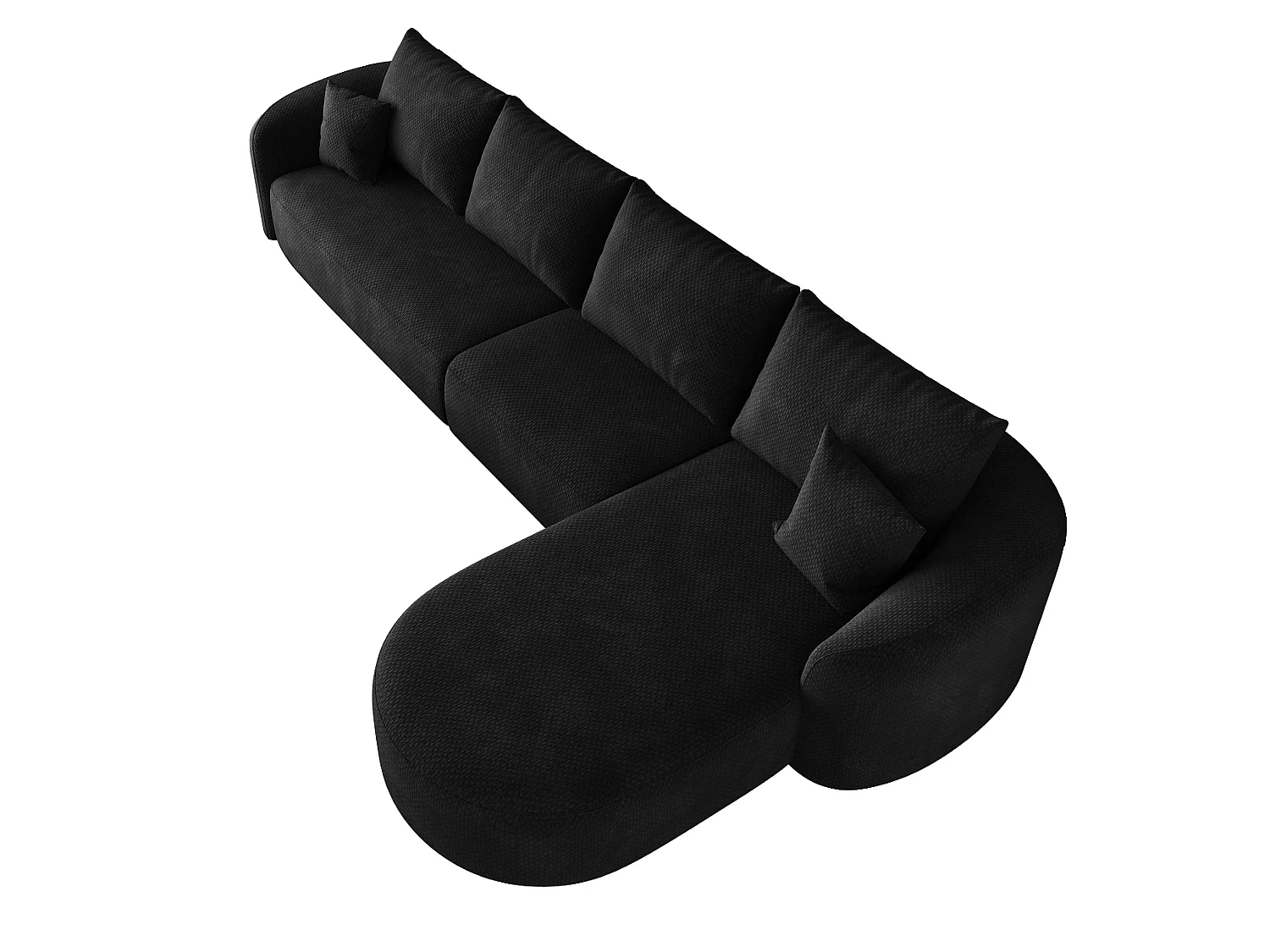 Modulaire 4-zits hoekbank, rechterhoek, stoffen bekleding, zwart, 336x168x85 cm