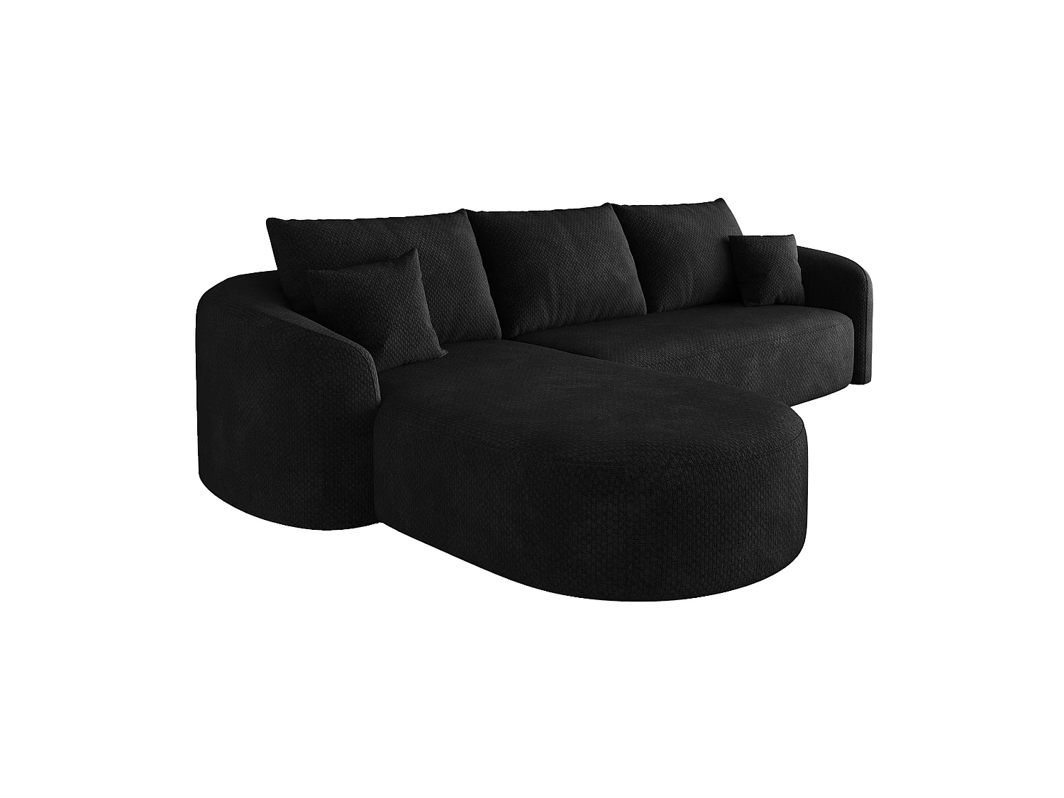 Modulaire 3-zits hoekbank, linkerhoek, stoffen bekleding, zwart, 266x168x85 cm