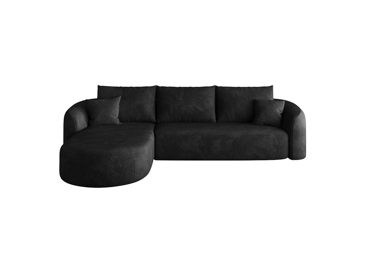 Modulaire 3-zits hoekbank, linkerhoek, stoffen bekleding, zwart, 266x168x85 cm