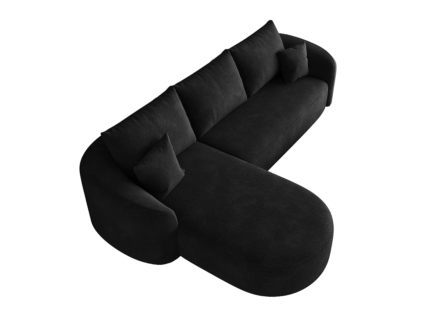 Modulaire 3-zits hoekbank, linkerhoek, stoffen bekleding, zwart, 266x168x85 cm
