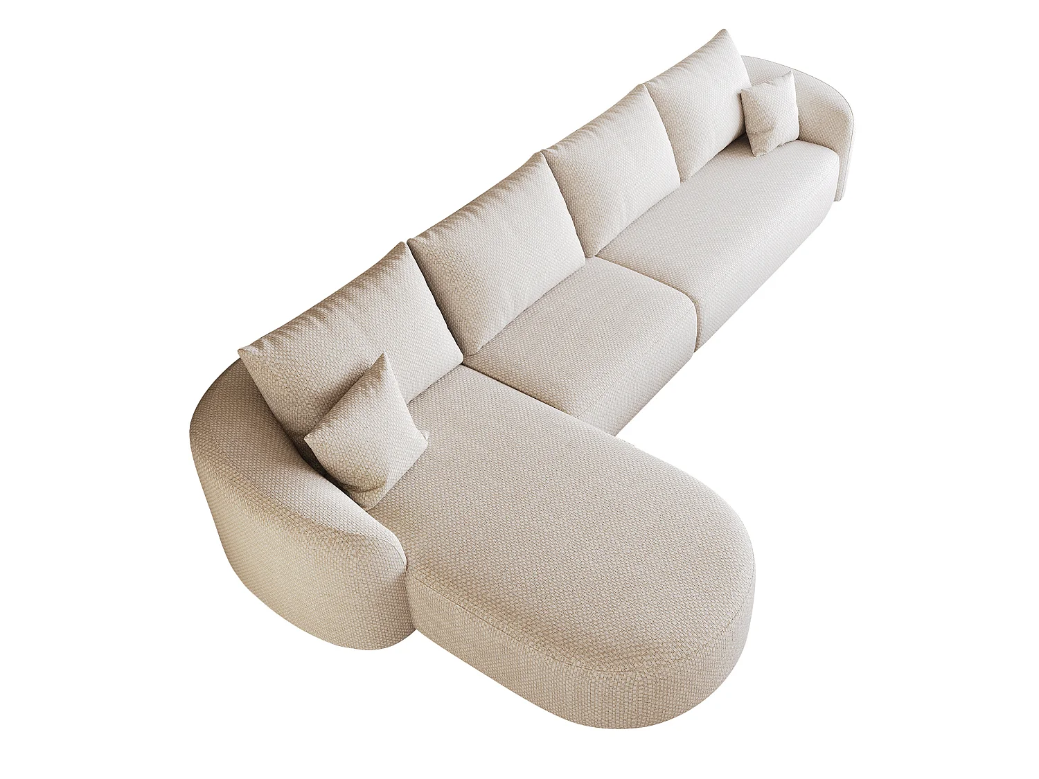 4-zits L-vormige hoekbank, linkerhoek, stoffen bekleding, wit, 336x168x85 cm