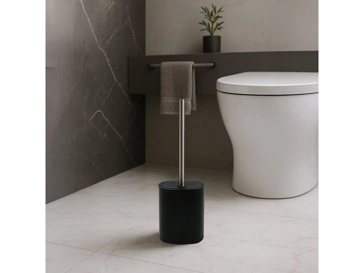 Brosse WC à Couvercle "Spiky" 40cm Noir