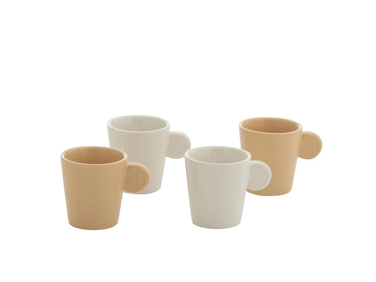 Lot de 4 Tasses "Avery" 22cl Crème & Blanc