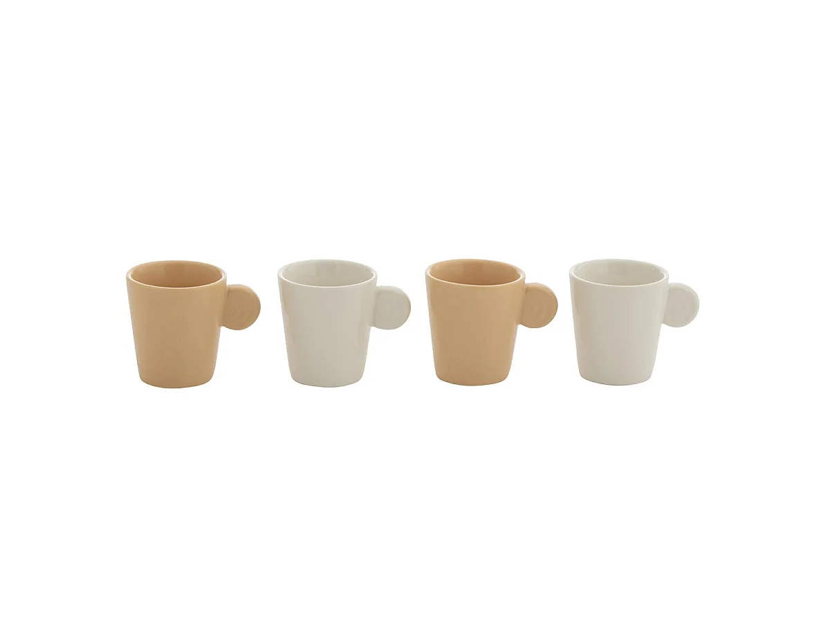 Lot de 4 Tasses "Avery" 22cl Crème & Blanc