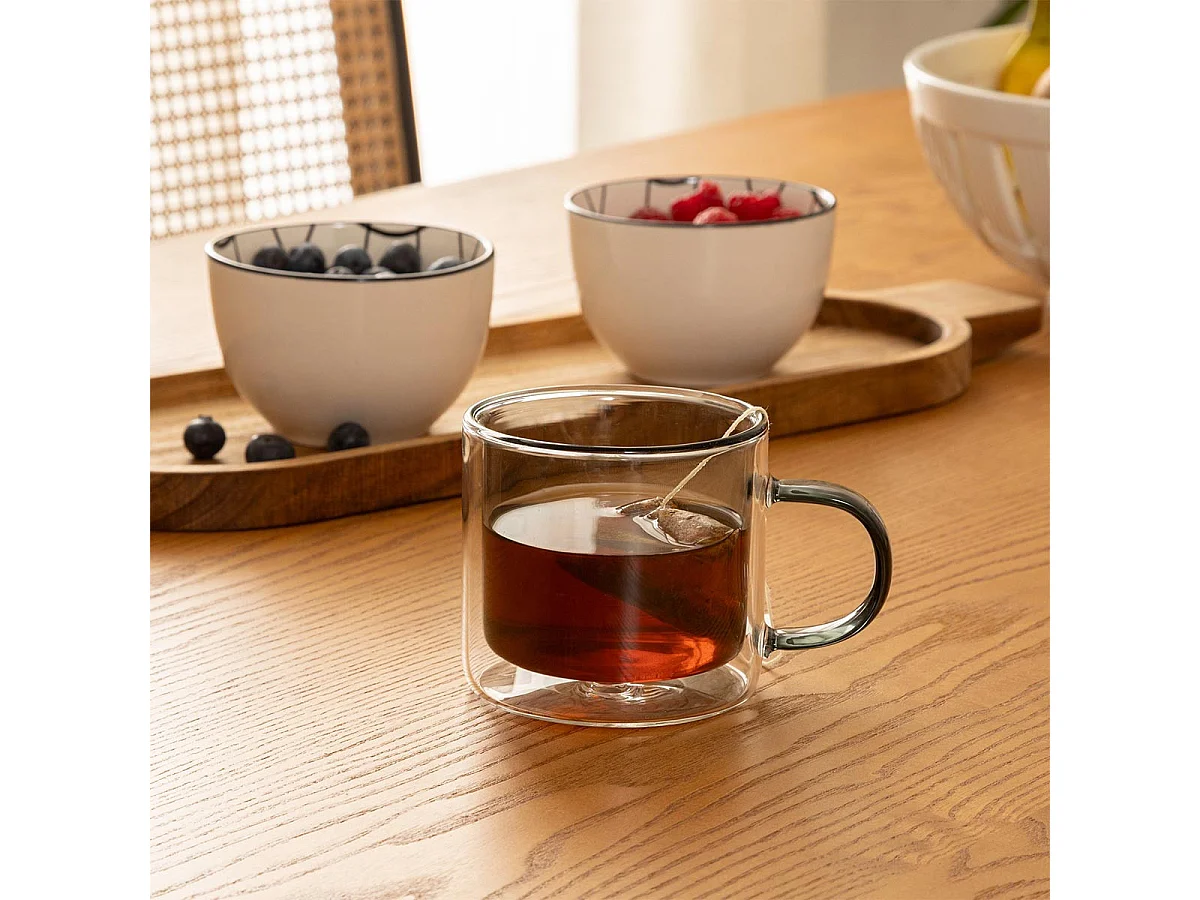 Lot de 6 Mugs en Verre "Lexi" 25cl Gris