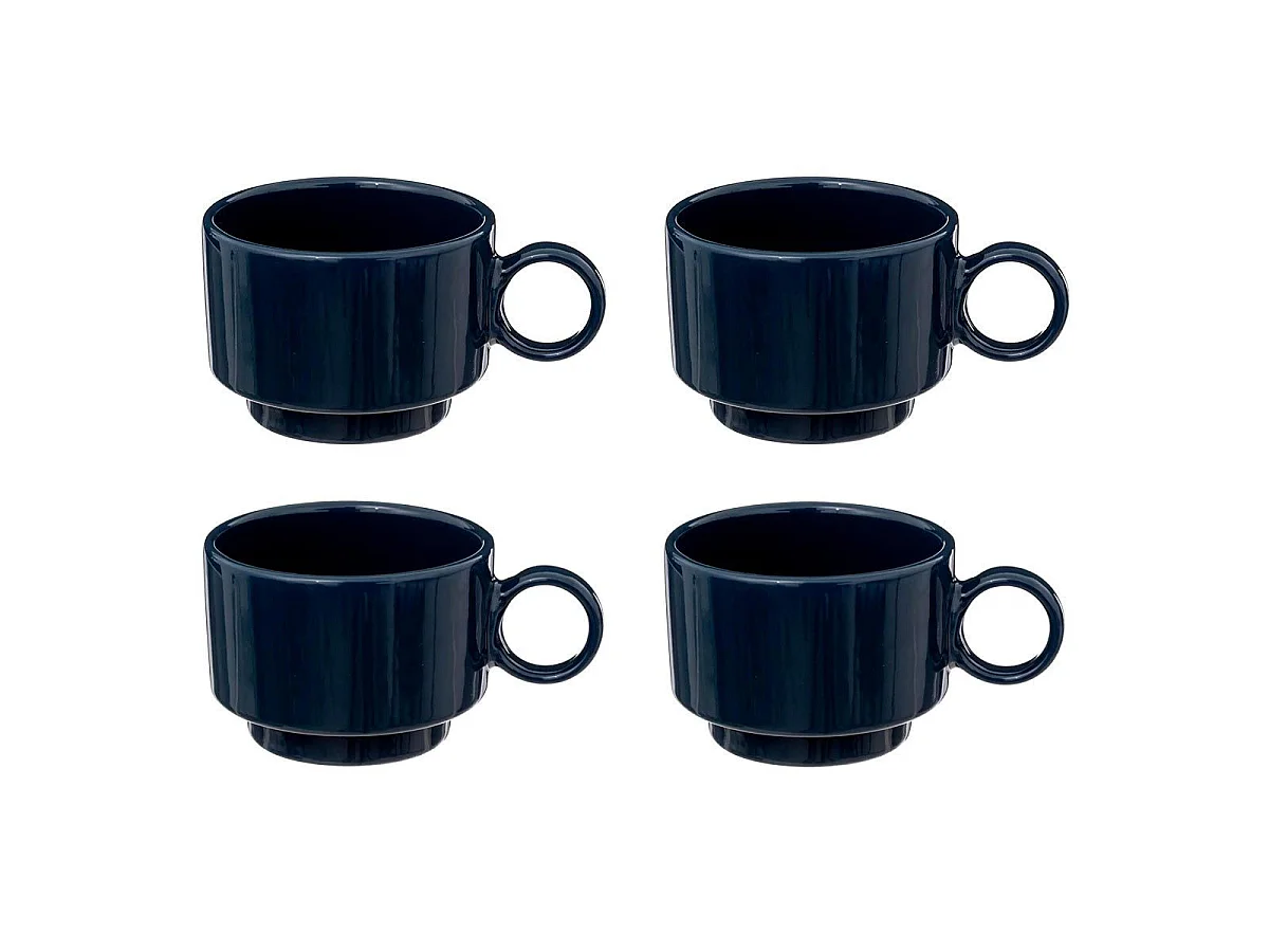 Lot de 4 Tasses à Café "Anne" 10cl Bleu Encre