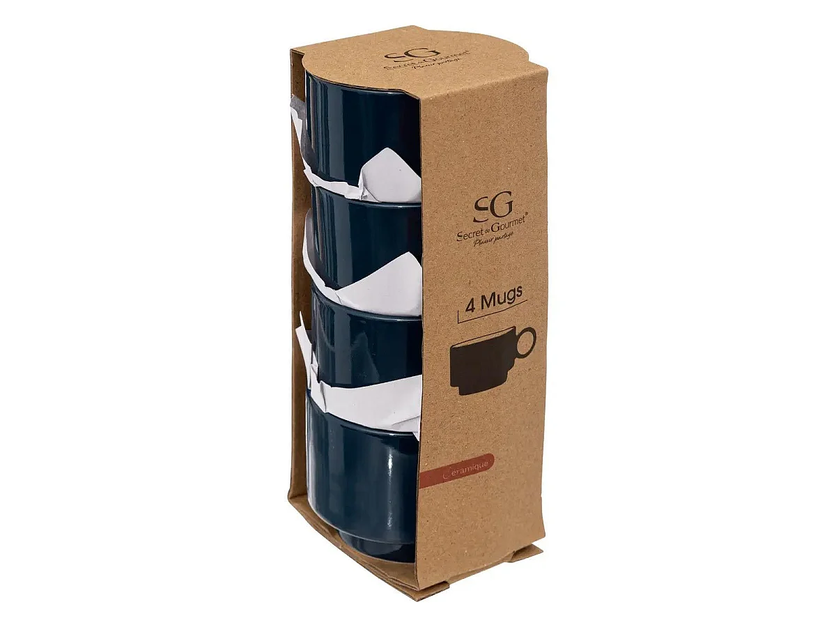Lot de 4 Tasses à Café "Anne" 10cl Bleu Encre