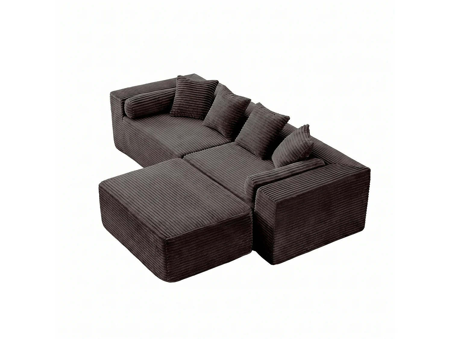 3-zits modulaire hoekbank, chenille, zwart